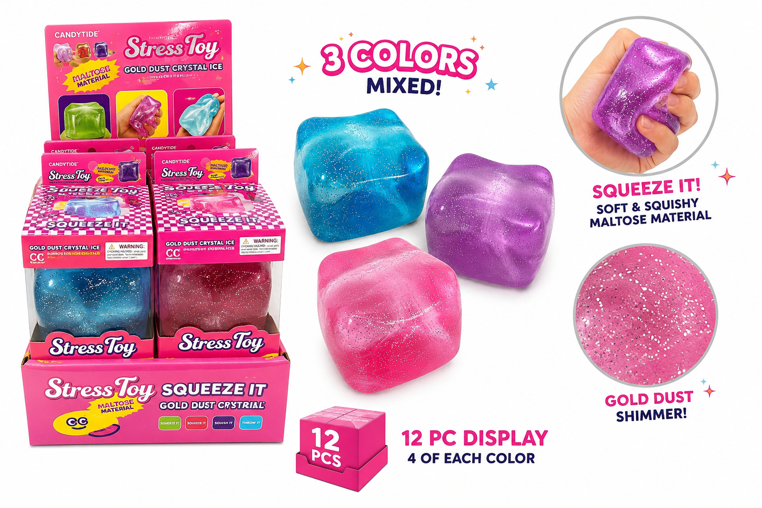 Gold Dust Crystal Ice Stress Toy
