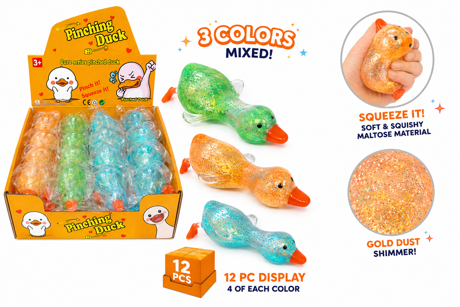 Pre-Order: Pinching Duck Glitter Squishy Stress Toy