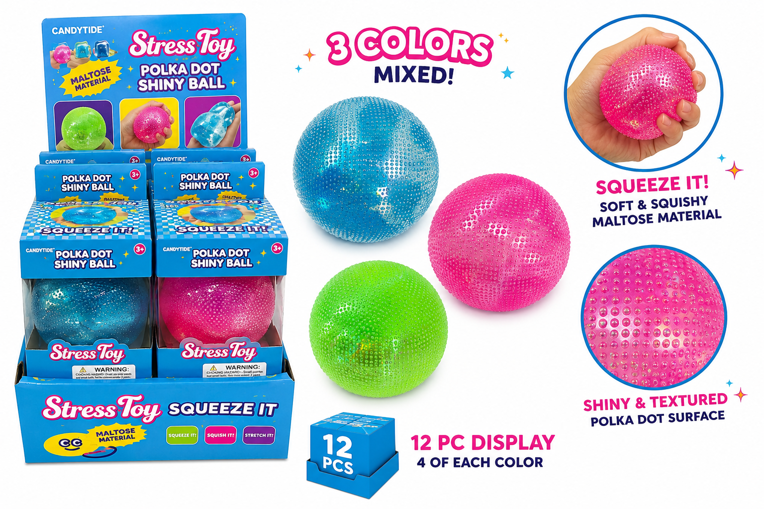 Pre-Order: Polka Dot Shiny Ball Stress Toy