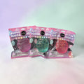 Trendzy Creations TOP TRENZ Super Sugar Duper Squisher cupcake toys in pink, teal, and red translucent jelly textures.